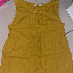 Laura Bianchi Elegant 100% Linen Mustard Yellow Sleeveless Blouse Size Small Wom